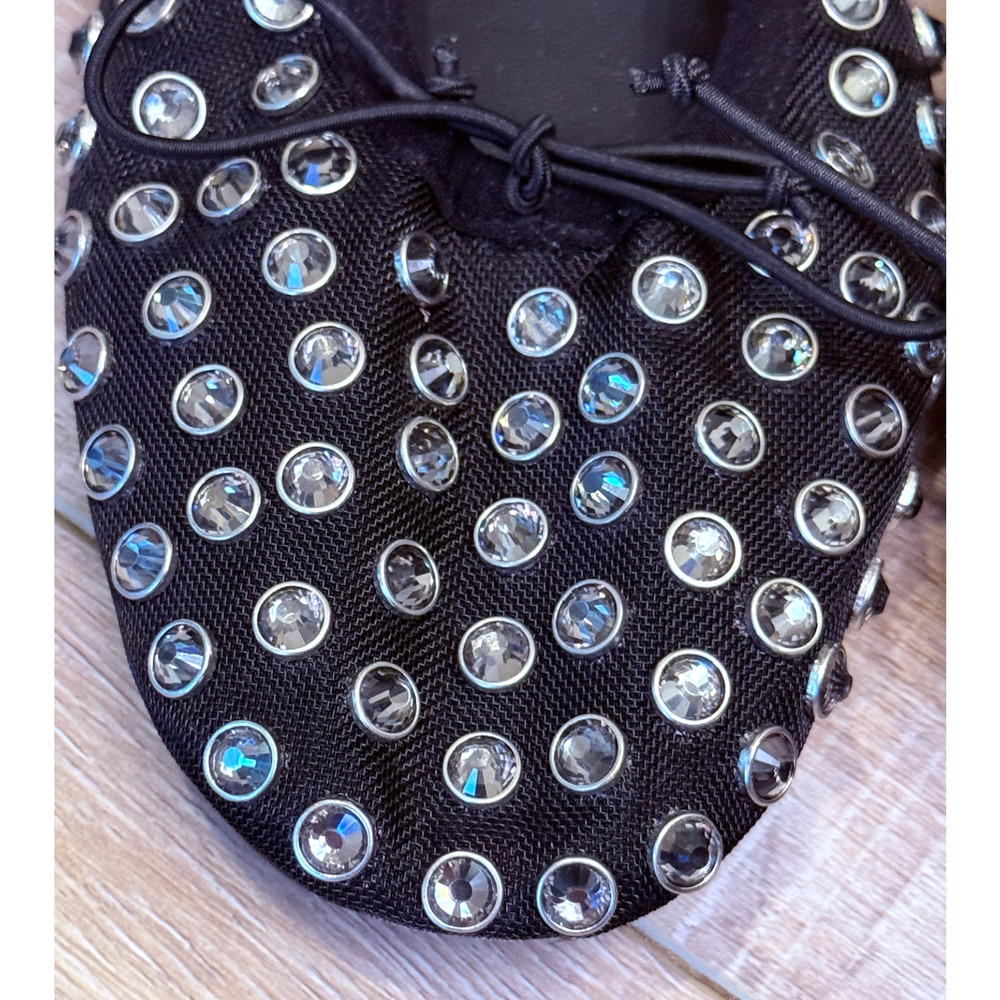 NEW MANGO MNG BLACK STUDDED RHINESTONE MESH BALLERINA BALLET FLATS SHOES 38 7.5 - Picture 12 of 14